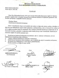 24.06.2019 tarih ve 2019/06 Hıfzısıhha Karar